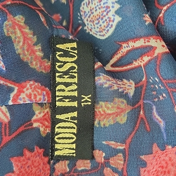 Moda Fresca Navy Blue Abstract Floral Duster Size 1X - Picture 5 of 7